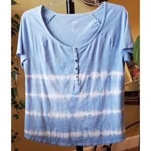 Sonoma baby blue tee white stripes